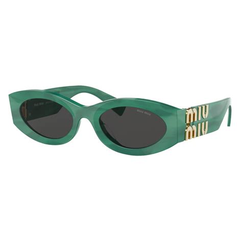 Miu Miu - Miu Miu Glimpse Sunglasses - Oval - Striped Peacock Blue ...