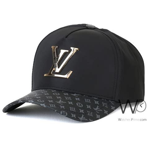 Black Louis Vuitton LV Patterned Baseball Leather Cap | Watches Prime