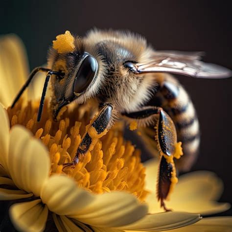 Premium Photo | Closeup image of a bee pollinating a flower in spring