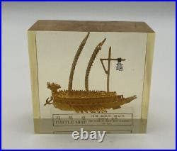 Vintage Korean Turtle Ship Model Iron Clad Ship Antique Gold Fleet Gold Plated | vintage