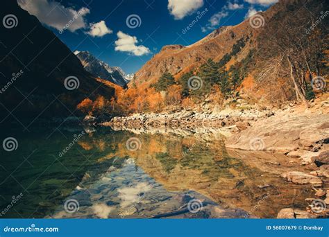 Scenery of High Mountain with Lake and High Peak Stock Image - Image of ...