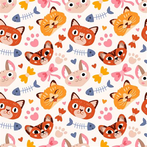 Premium Vector | Seamless pattern with cats, texture with funny animal faces