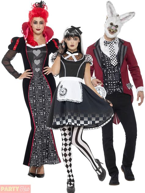 Halloween Gothic Alice In Wonderland Costume Dark Fancy Dress Mens ...