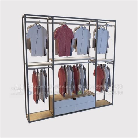 Custom Retail Wall Clothing Racks Stand for Menswear Display Manufacturer Supplier