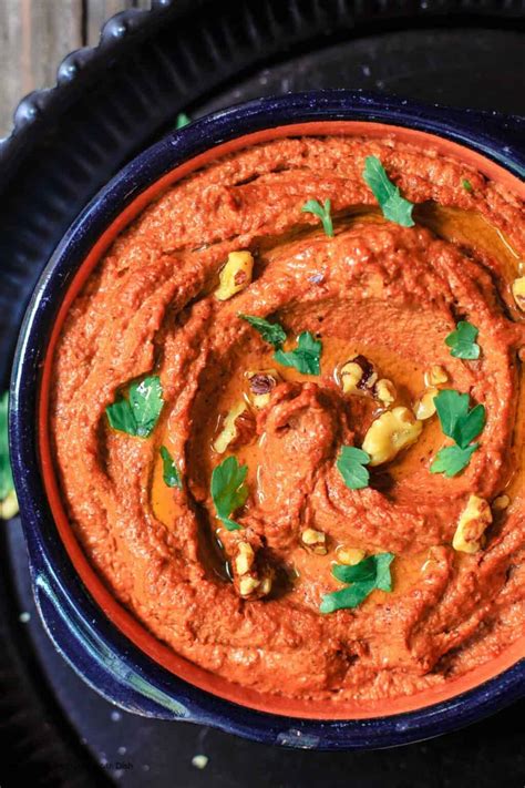 Muhammara Recipe (Roasted Red Pepper Dip) - The Mediterranean Dish