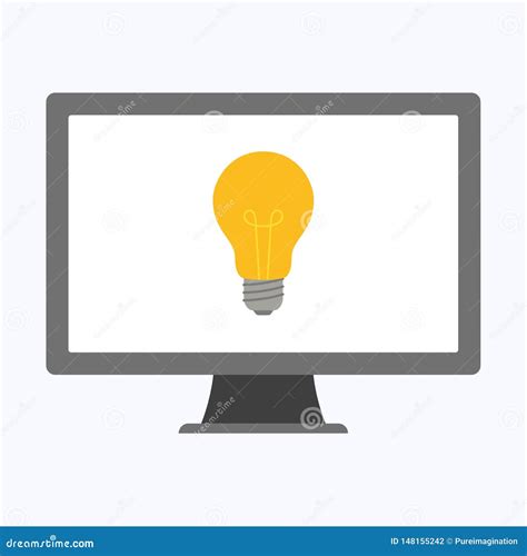 Light bulb with computer stock vector. Illustration of idea - 148155242