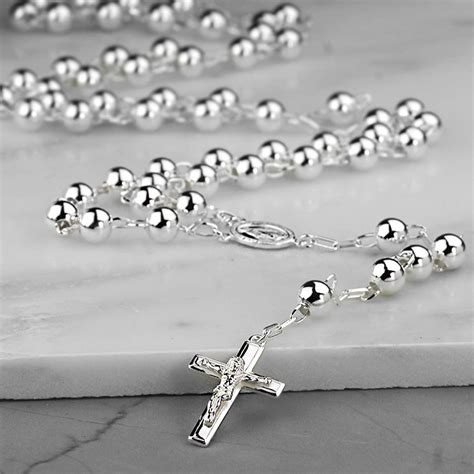 Sterling Silver Rosary Necklace By Hersey Silversmiths