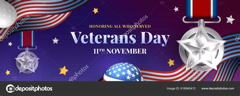 Happy Veterans Day Banner Template Vector Realistic Design Stock Vector by ©alansemarmesem12 ...