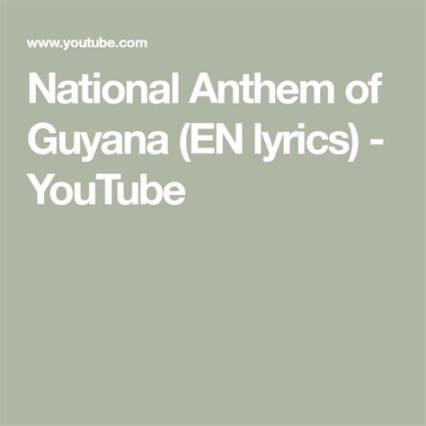 National Anthem of Guyana (EN lyrics) - YouTube | National anthem, Lyrics, Anthem