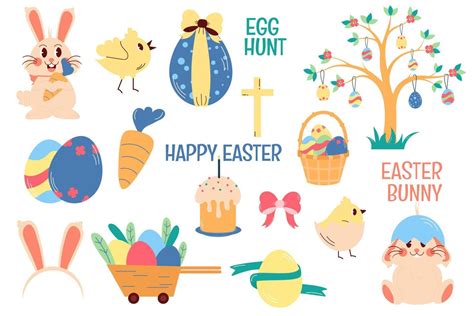 Easter day decorative elements. Easter symbols set. 19695789 Vector Art at Vecteezy