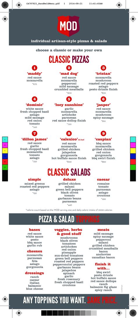 Mod Pizza Printable Menu - Printable Word Searches