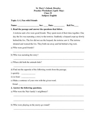 Fillable Online St. Mary's School, Dwarka Practice Worksheet (April- May) Class Fax Email Print ...