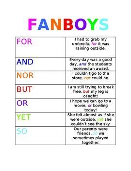 FANBOYS Conjunctions | Language | Fanboys conjunctions, Anchor charts first grade, English ...