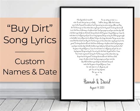 Buy Dirt Lyrics. Jordan Davis. Personalized Song Lyrics Print. Music Lyrics Wall Art ...