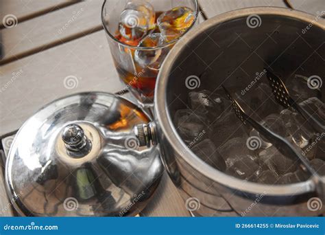 Bourbon Glasses with Lemon and Ice Cubes Stock Image - Image of havana, cognac: 266614255