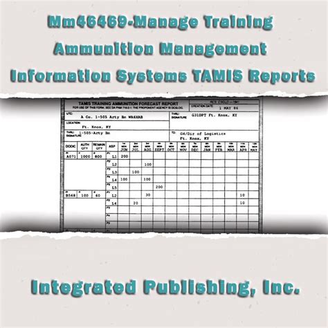 Manage Training Ammunition Management Information Systems (TAMIS)