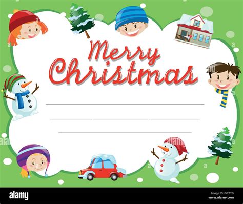 Christmas card template with kids and trees illustration Stock Vector Image & Art - Alamy