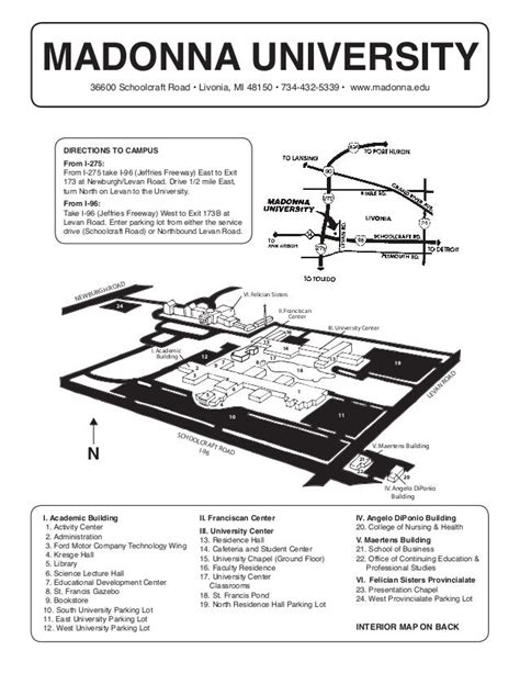 Madonna University Campus Map