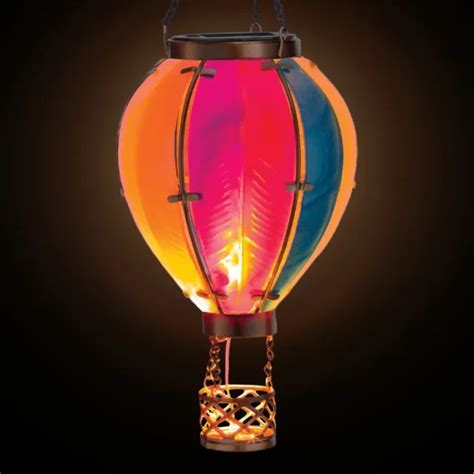 HOT AIR BALLOON Solar Lantern with Flickering Flame Light, Solar Hanging Lights $28.16 - PicClick