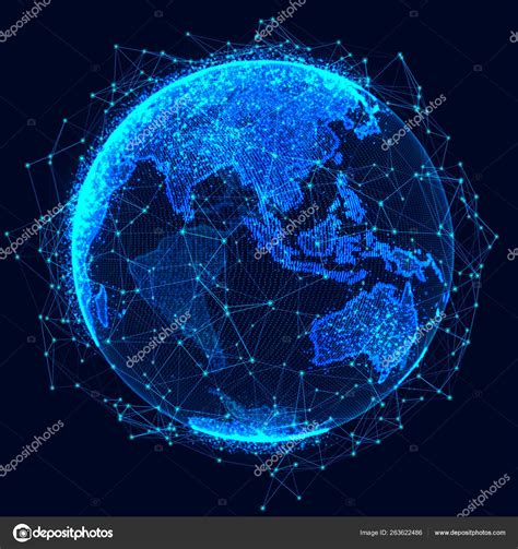 Global network concept. World map point. Global network planet Earth ...