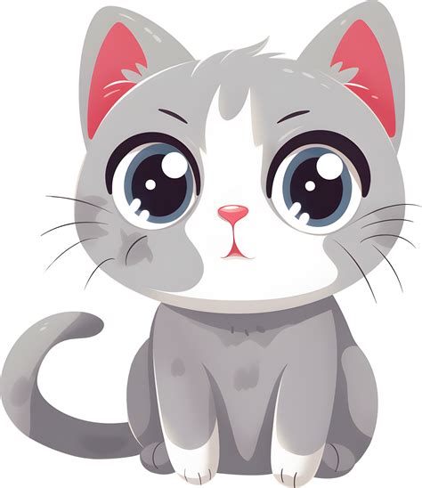 Cute kitten cat cartoon anime, PNG file no background, AI generated ...