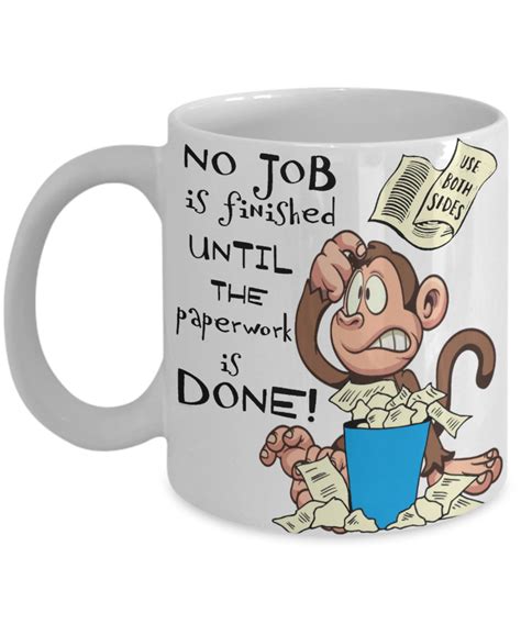 Funny Office Worker Work Boss Coffee Mug Gift Monkey Business Paperwork ...