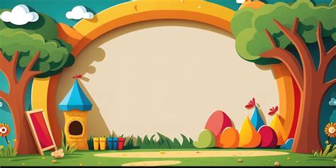 Premium Photo | Kindergarten or preschool colorful banner with empty copy space background