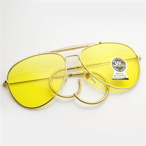 True Vintage Aviator Sunglasses Yellow Driving Lens - zeroUV