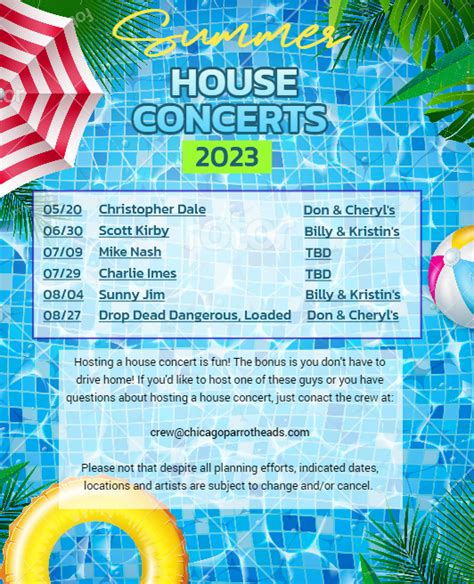 2023 House Concerts – Save the Dates - Chicago Parrot Head Club