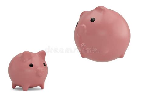 Fat Piggy Bank and Piggy Bank Isolated on White Background 3D Il Stock ...