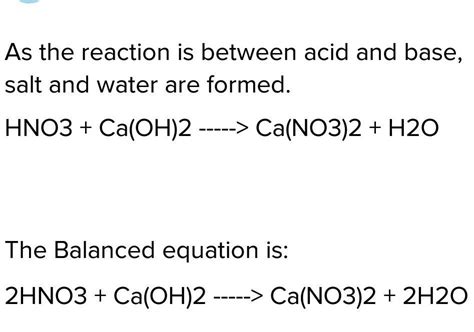 Nitric Acid Reacts With Calcium Carbonate Balanced Equation