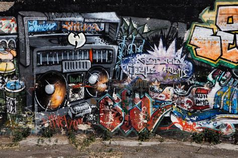 Colorful Wall Spray-paint Graffiti. Editorial Photography - Image of ...