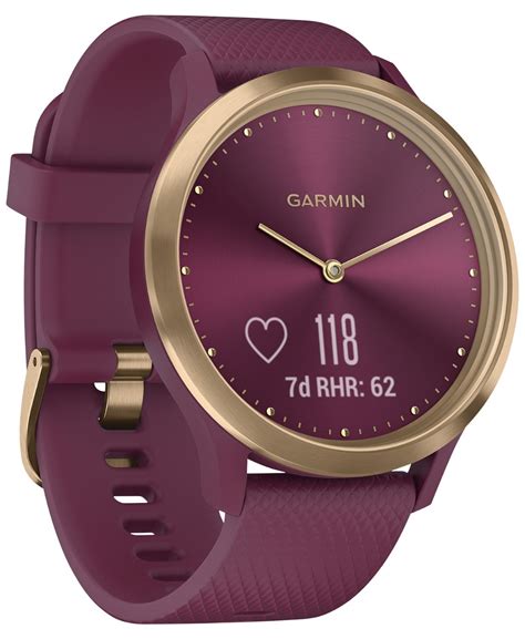 Garmin Unisex vívomove HR Sport Berry Silicone Strap Hybrid Touchscreen ...