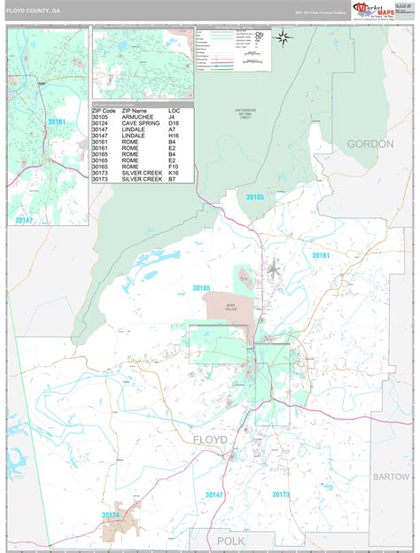 Floyd County, GA Wall Map Premium Style by MarketMAPS - MapSales