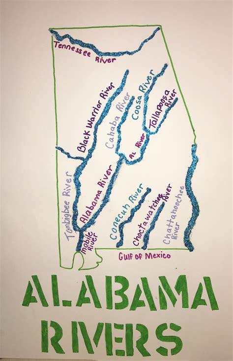 Alabama Rivers Map Project | 4th grade activities, Geography project, Elementary school activities