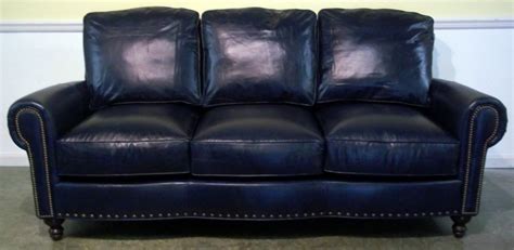 Dark Blue Leather Sofa - Home Furniture Design