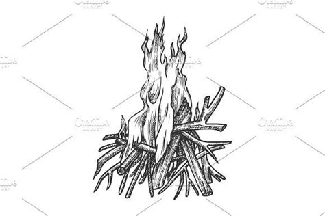 Traditional Burning Timbered Stick | Stick drawings, Fire drawing ...