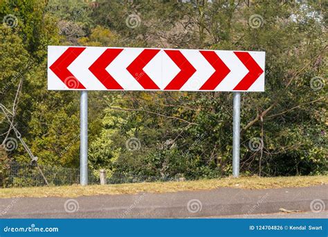 A Chevron Road Sign stock photo. Image of road, steel - 124704826