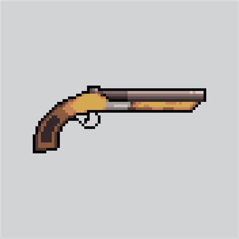 Pixel art Shotgun weapon. Pixelated Shotgun. Shotgun weapon icons ...