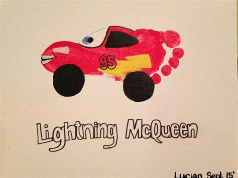 Lightning McQueen footprint art | Baby art projects, Footprint art, Handprint crafts