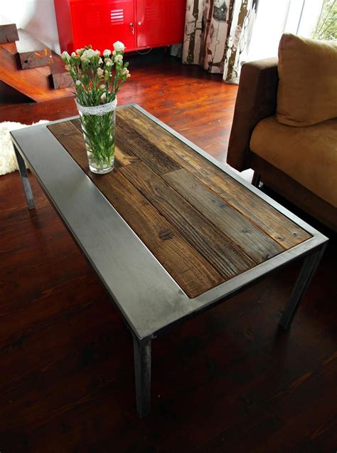 Handmade Rustic Reclaimed Wood & Steel Coffee Table - Vintage ...