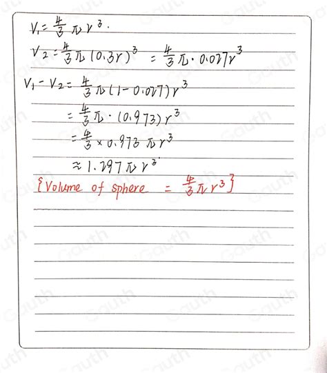 Solved: What is the difference in volume between a sphere with radius r ...