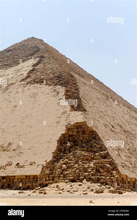 Dahshur. Egypt. View of the Bent or Rhomboid pyramid at Dahshur with much of its outer white ...