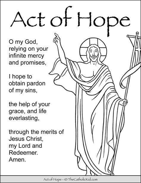 Act of Hope Prayer for Kids Coloring Page - TheCatholicKid.com