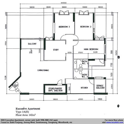 HDB Executive Apartment floor plan (140 sqm) in 2020 | Floor plans ...