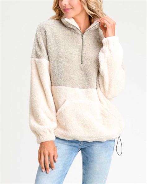 Two Toned Fuzzy Sherpa Fleece Pullover – sunifty