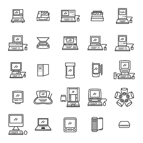 Premium Vector | Set of old computer icon