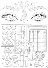Printable Makeup Face Coloring Sketch Page sketch template