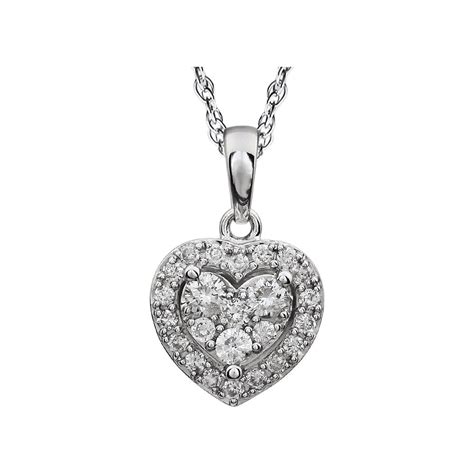 JewelryWeb - 14k White Gold 0.38 Dwt Diamond Heart Necklace - Walmart.com - Walmart.com