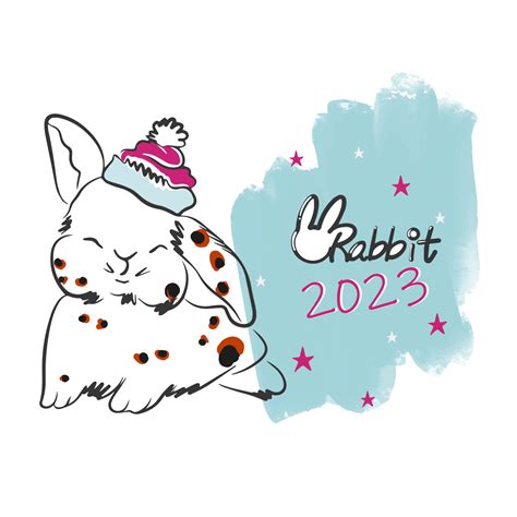 Funny roller hat, year of the rabbit, 2023, doodle 14676206 Vector Art ...